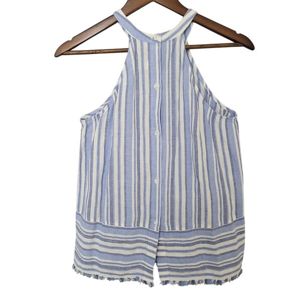 Bella Dahl Anthropologie Striped Linen Blend Halter Top Womens Size XS Blue - Picture 2 of 8